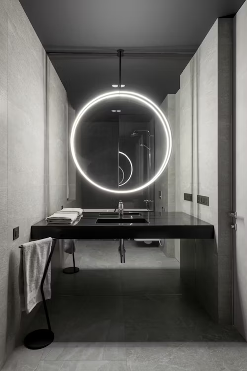 Matte black bathroom fittings